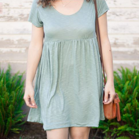 Easy knit babydoll dress pattern with short sleeves