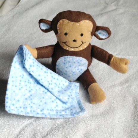 Stuffed monkey sewing pattern from felt